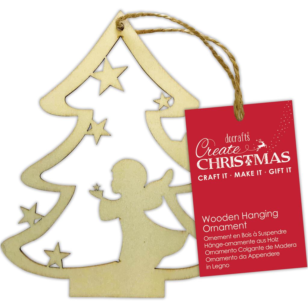 Create Christmas Wooden Hanging Ornament - Angel Tree