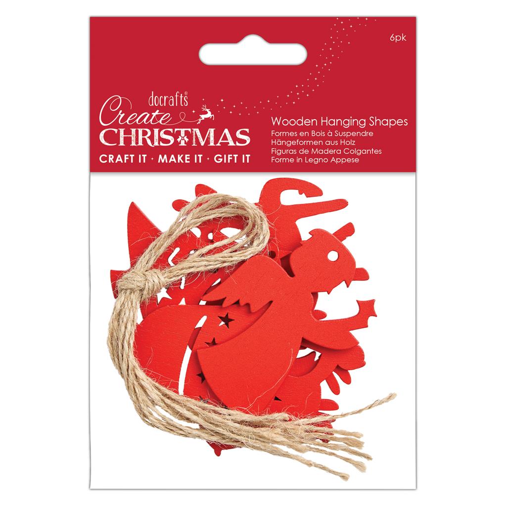 Create Christmas Wooden Hanging Shapes (6pk)