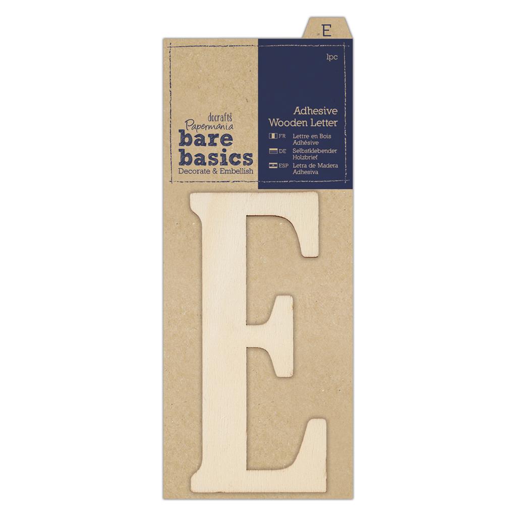 Bare Basics Adhesive Wooden Letter E (1pc)