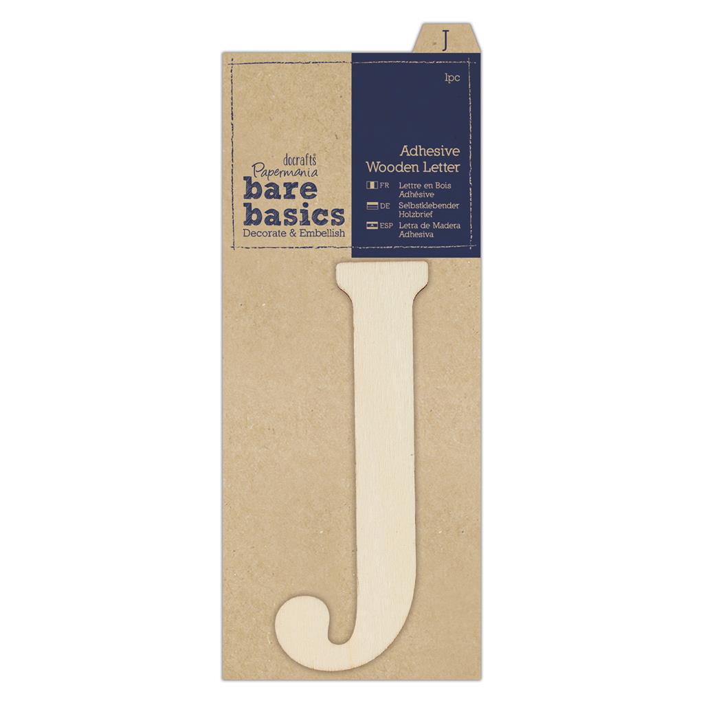 Bare Basics Adhesive Wooden Letter J (1pc)