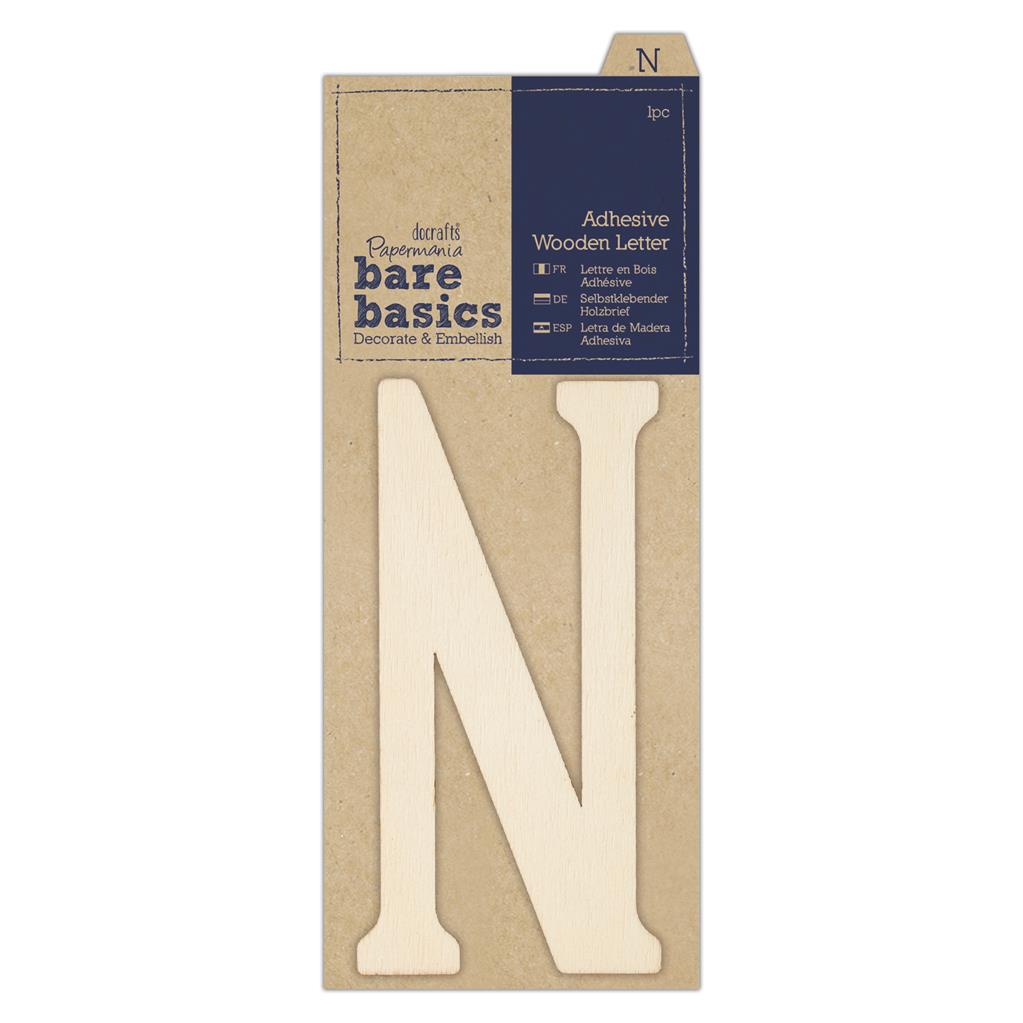 Bare Basics Adhesive Wooden Letter N (1pc)