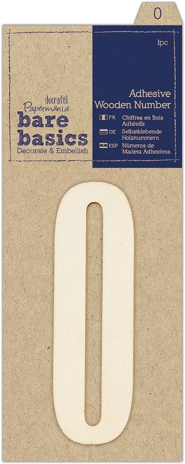 Bare Basics Adhesive Wooden Number 0 (1pc)