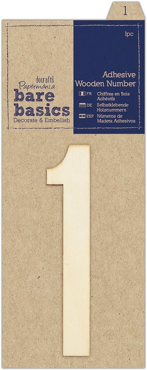 Bare Basics Adhesive Wooden Number 1 (1pc)