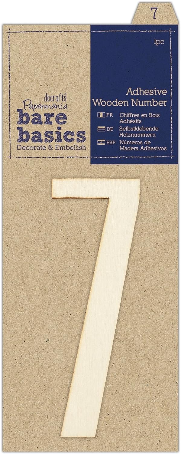 Bare Basics Adhesive Wooden Number 7 (1pc)