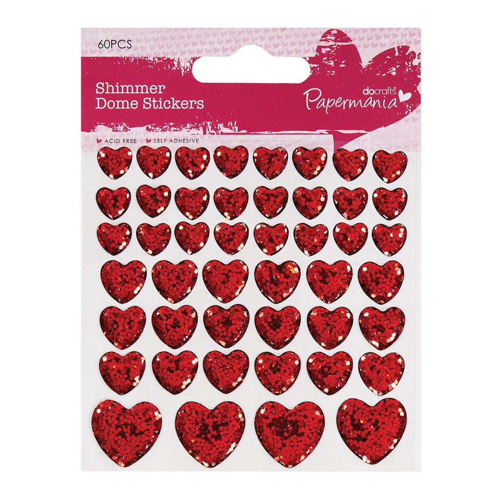 Papermania Shimmer Heart Stickers (46pcs)