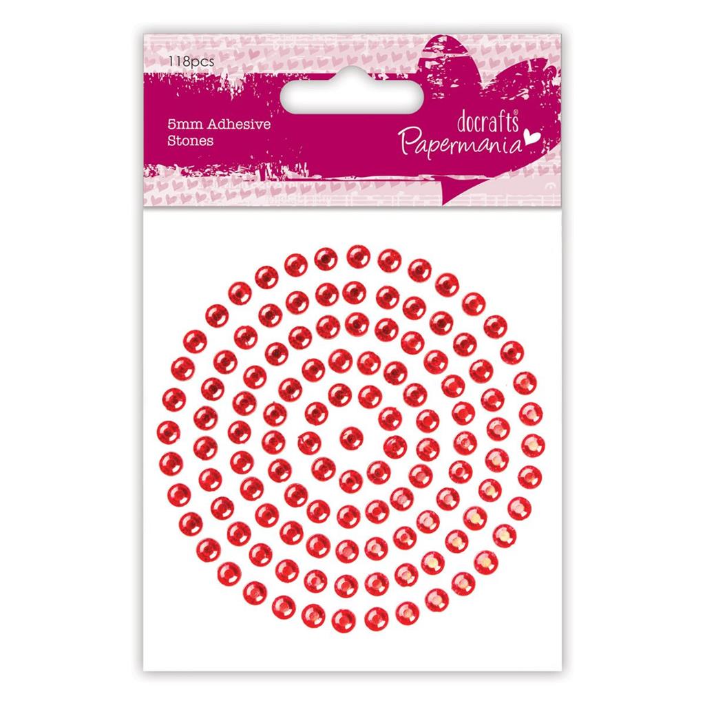 Papermania Adhesive Stones 5mm - Red (117pk)