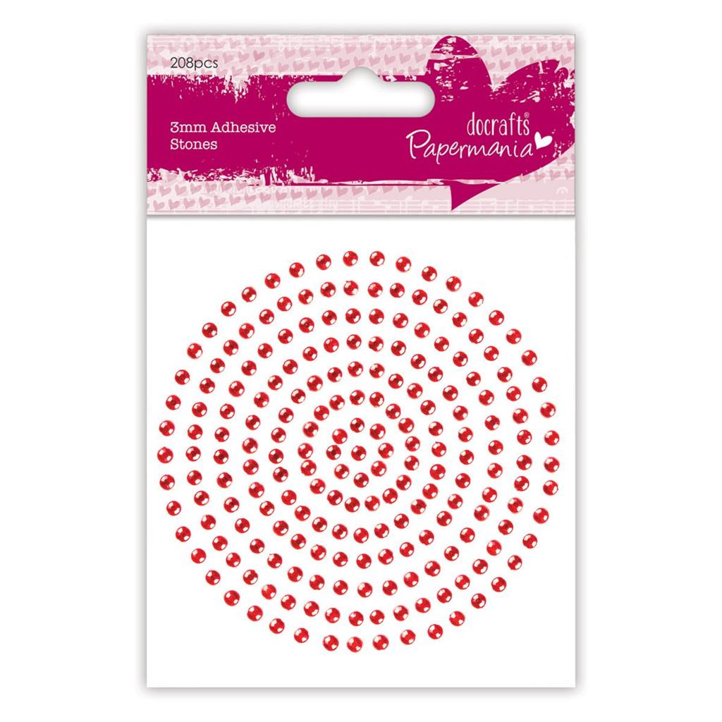 Papermania Adhesive Stones 3mm - Red (206pcs)