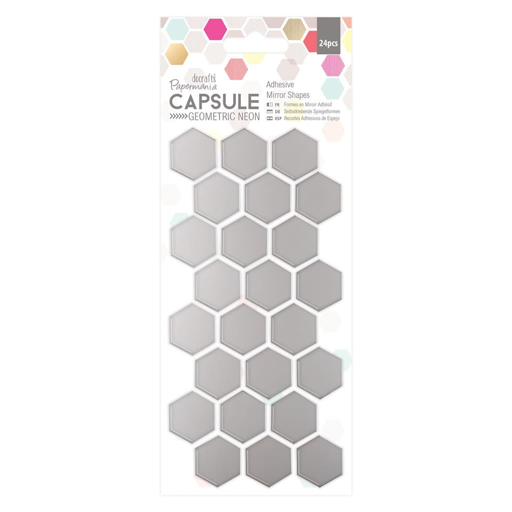 Papermania Capsule Geometric Neon Adhesive Mirror Shapes - Hexagons (24pcs)