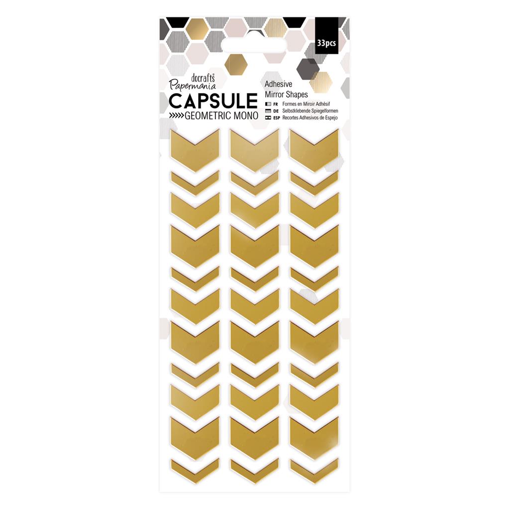 Papermania Capsule Geometric Mono Adhesive Mirror Shapes - Chevrons (33pcs)