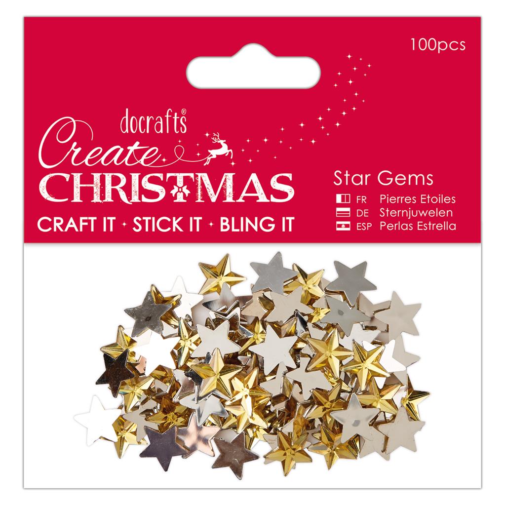 Create Christmas Star Gems - Gold (100pk)