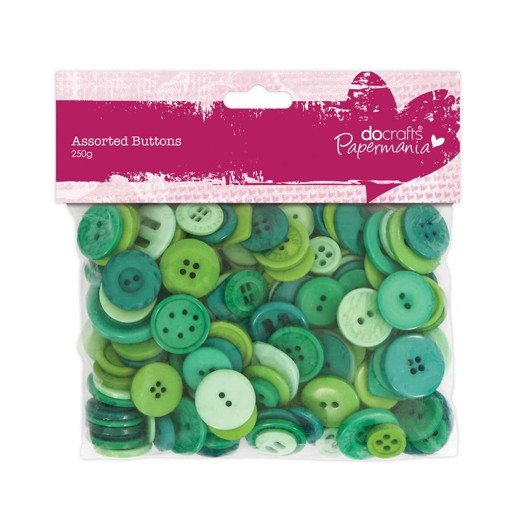 Papermania Assorted Buttons (250g) - Green