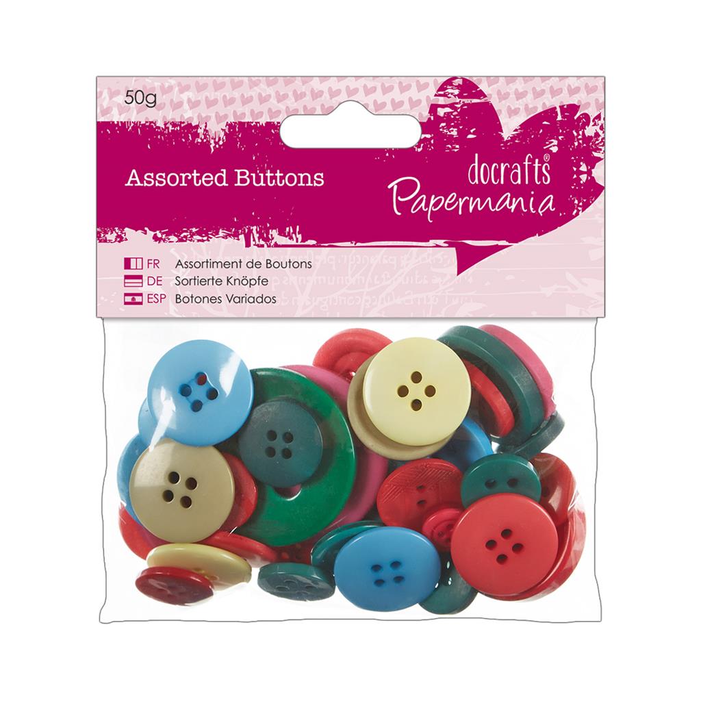 Papermania Assorted Buttons (50g) - Brights