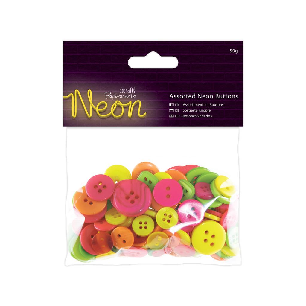 Papermania Assorted Buttons (50g) - Neon