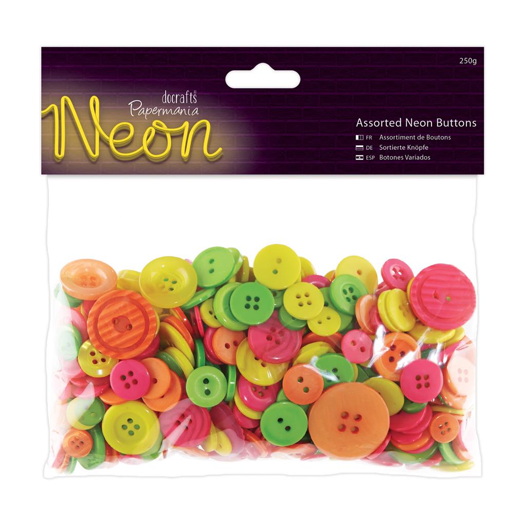 Papermania Assorted Buttons (250g) - Neon