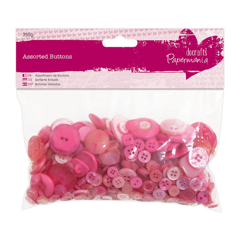 Papermania Assorted Buttons (250g) - Pink