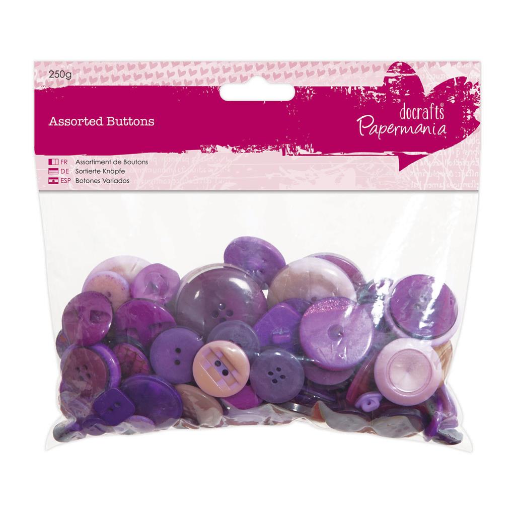 Papermania Assorted Buttons (250g) - Purple