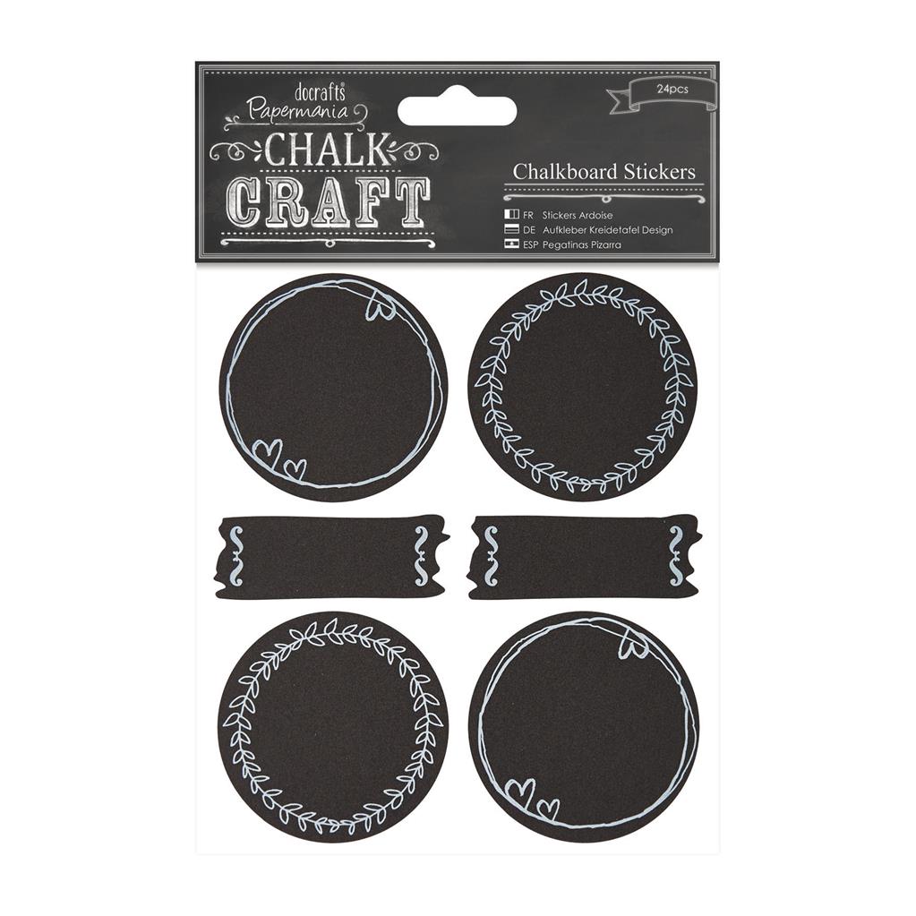 Papermania Chalk Craft Chalkboard Stickers (24pcs) - Doodle Circles