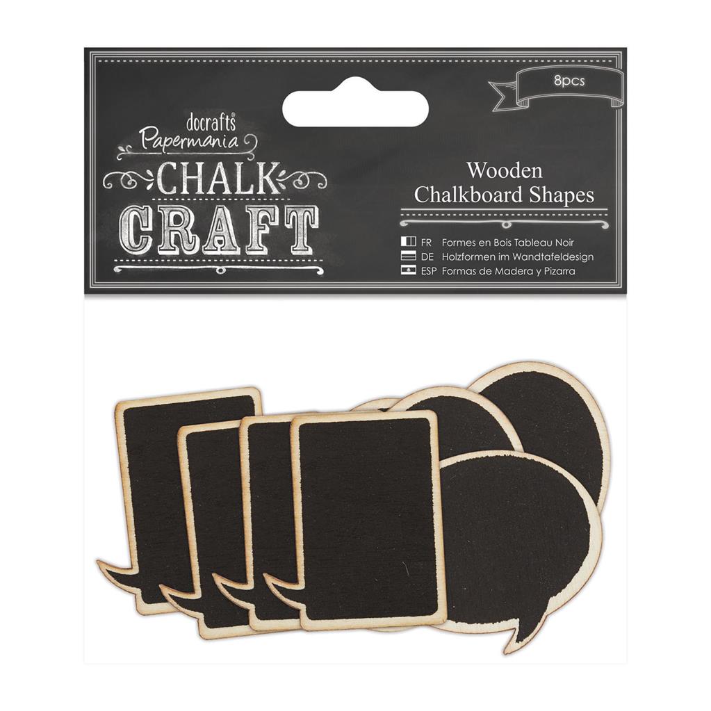 Papermania Chalk Craft Wooden Chalkboard Shapes (8pcs) - Speech Bubbles