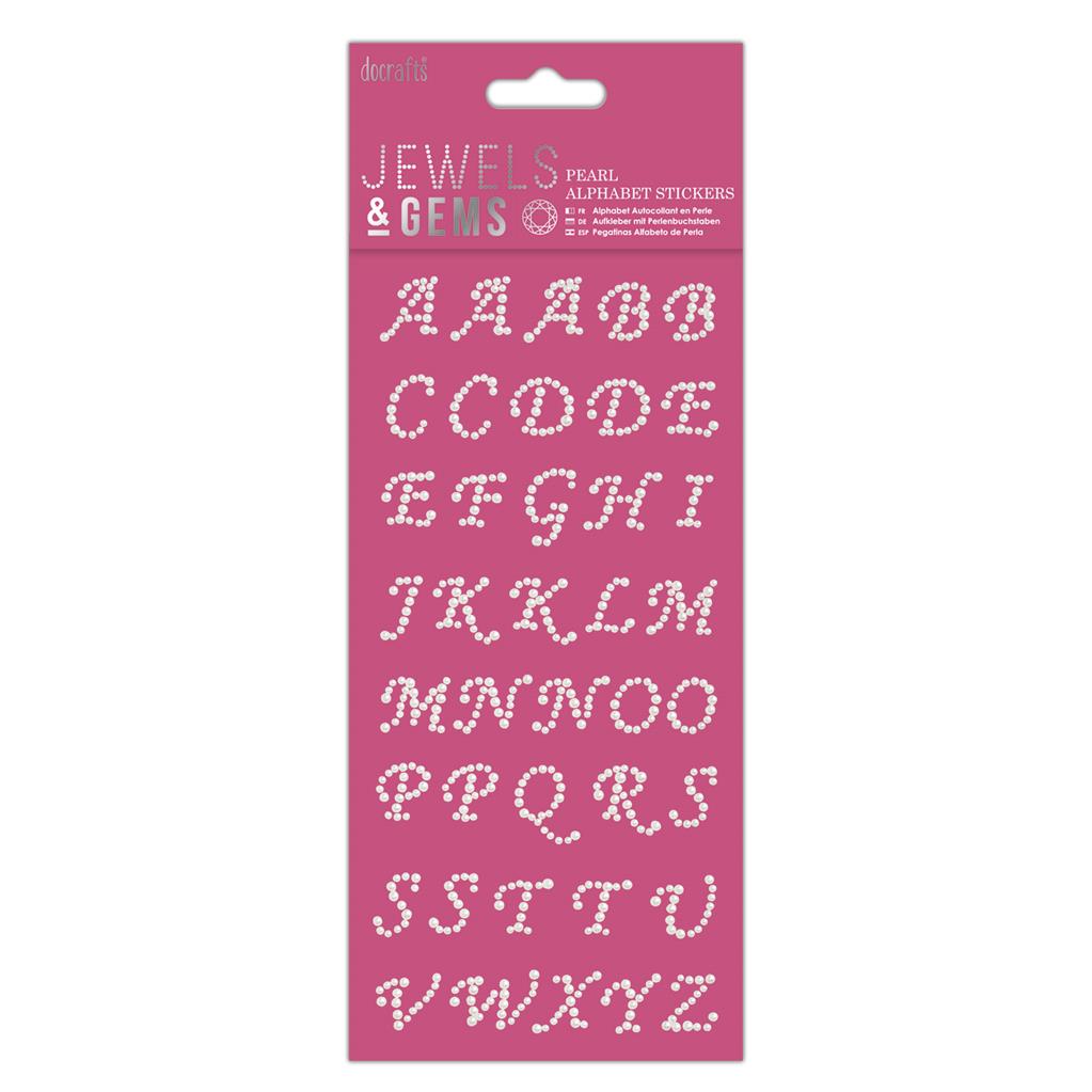 Papermania Jewels & Gems Alphabet Stickers - Pearl Italic