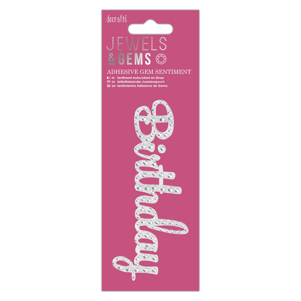 Papermania Adhesive Gem Sentiment 'Birthday' - Jewels & Gems