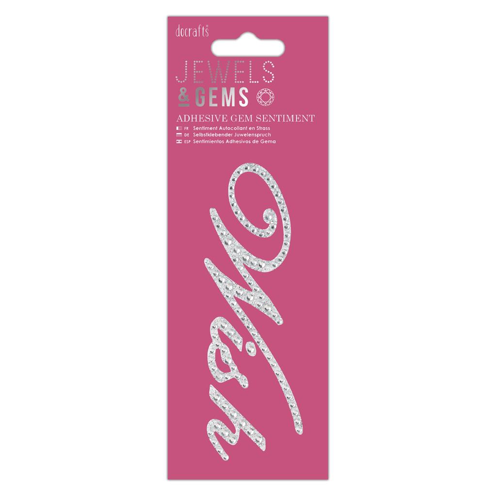 Papermania Adhesive Gem Sentiment 'Wish' - Jewels & Gems