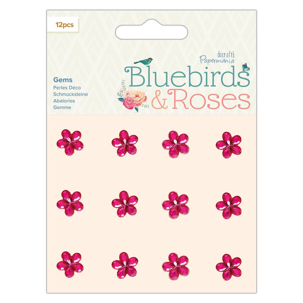 Papermania Adhesive Gems - Bluebirds & Roses (12pk)