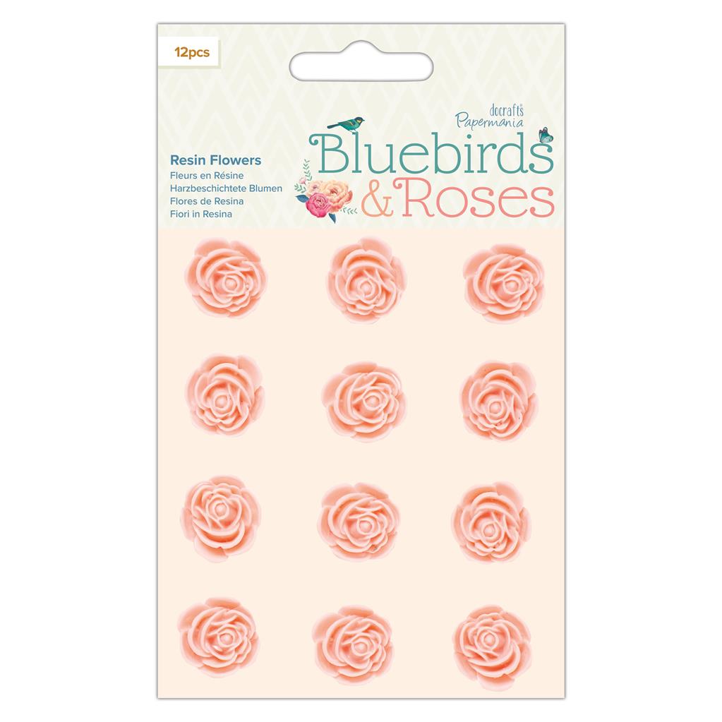 Papermania Bluebirds & Roses Resin Roses (12pk)