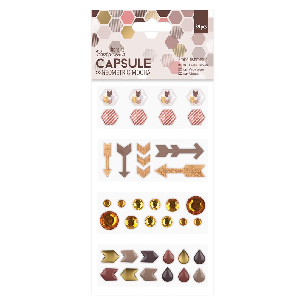 Papermania Capsule Geometric Mocha Embellishments (39pcs)