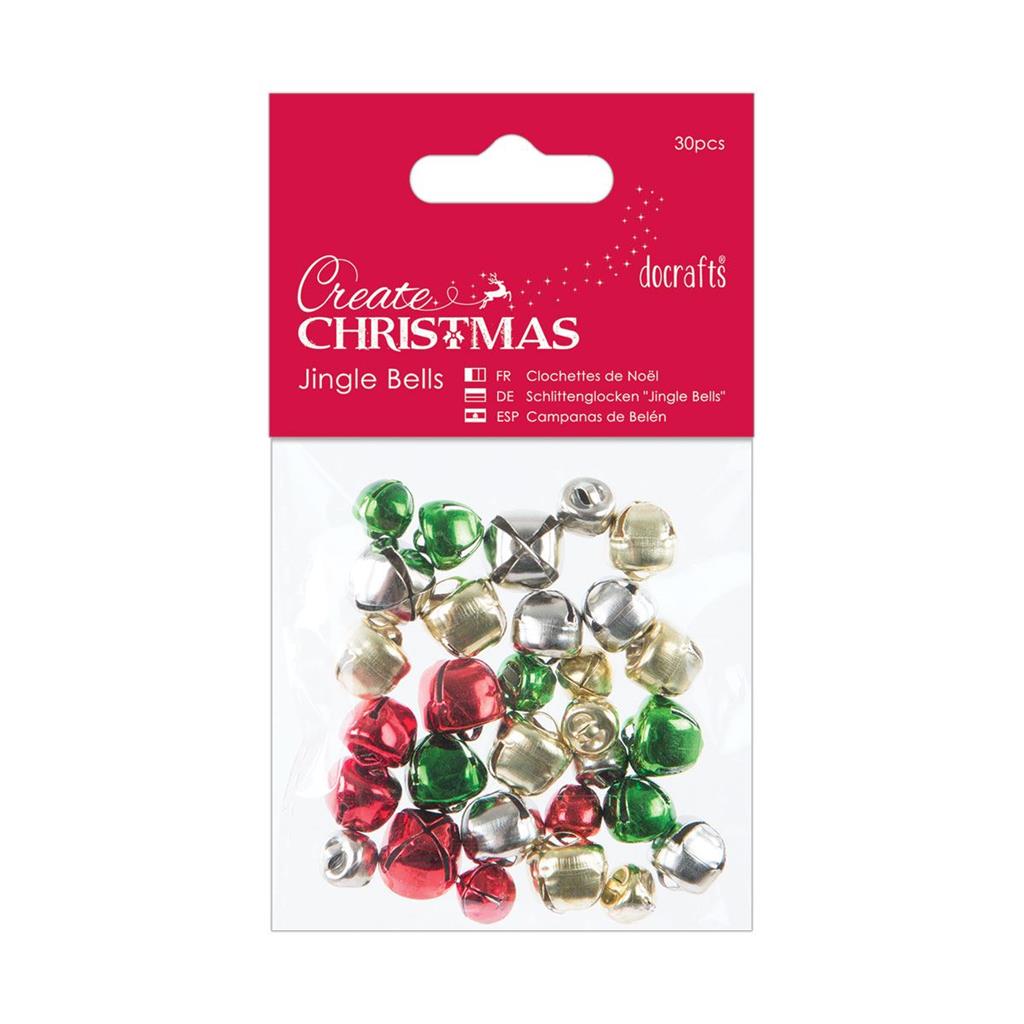 Create Christmas Jingle Bells - Mixed Colours/Sizes (30pk)