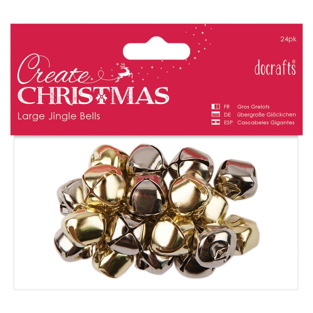 Create Christmas Large Jingle Bells - Gold/Silver (20pk)