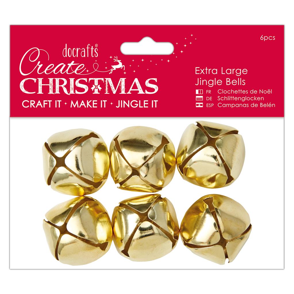 Create Christmas Extra Large Jingle Bells - Gold (6pk)