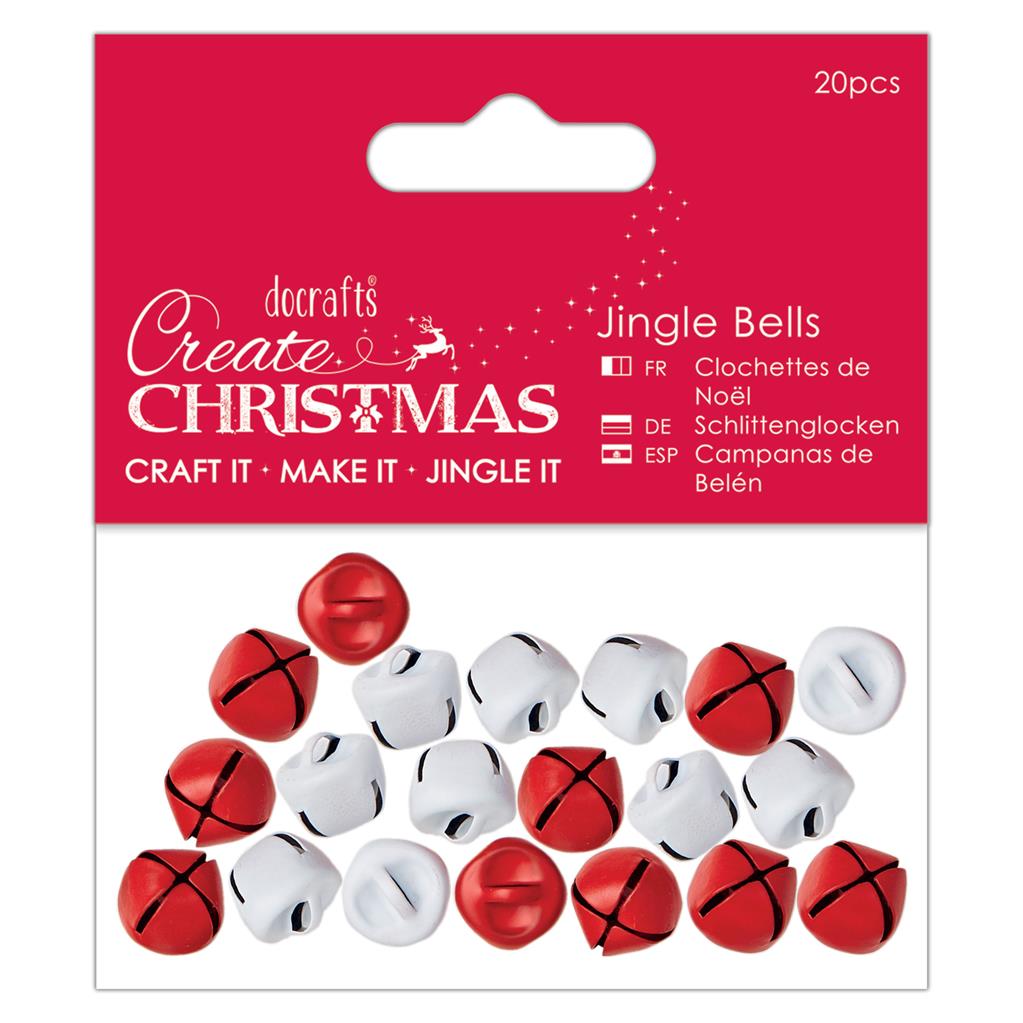 Create Christmas Jingle Bells Matt Finish - Red/White (20pk)