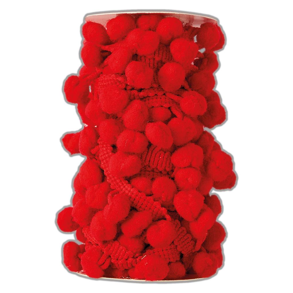 Create Christmas Pom Pom Trim 3m - Red