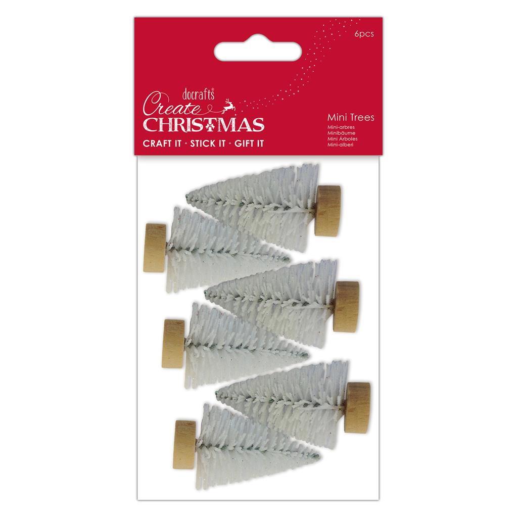 Create Christmas Mini Trees - White (6pk)