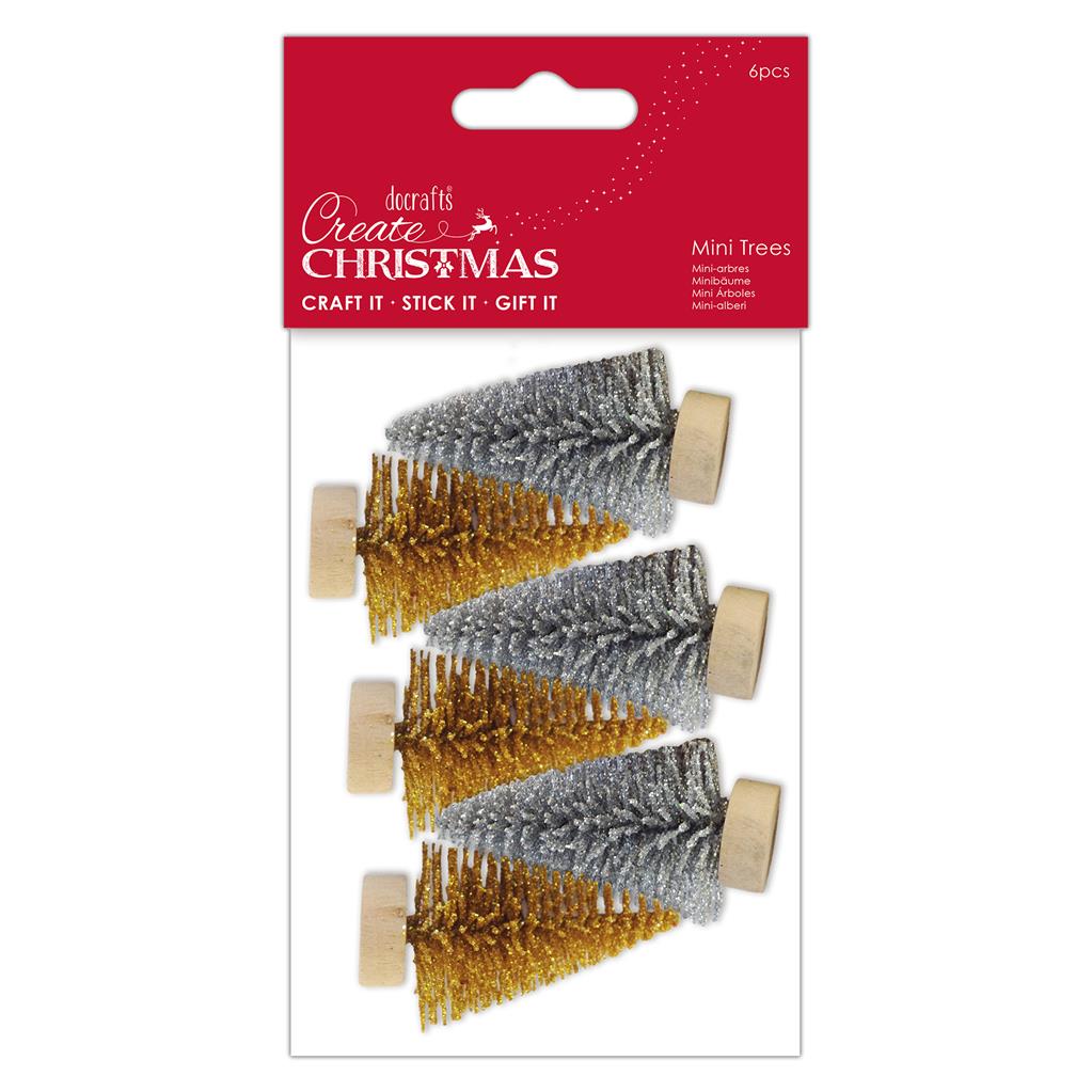 Create Christmas Mini Trees - Gold/Silver (6pk)