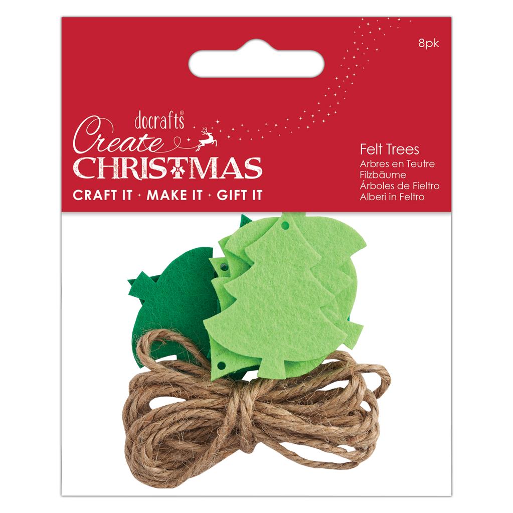 Create Christmas Green Felt Trees (8pk)