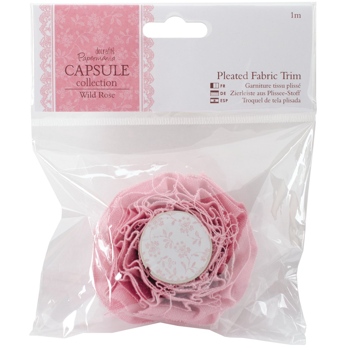 Papermania Pleated Fabric Trim 1m - Capsule Collection Wild Rose