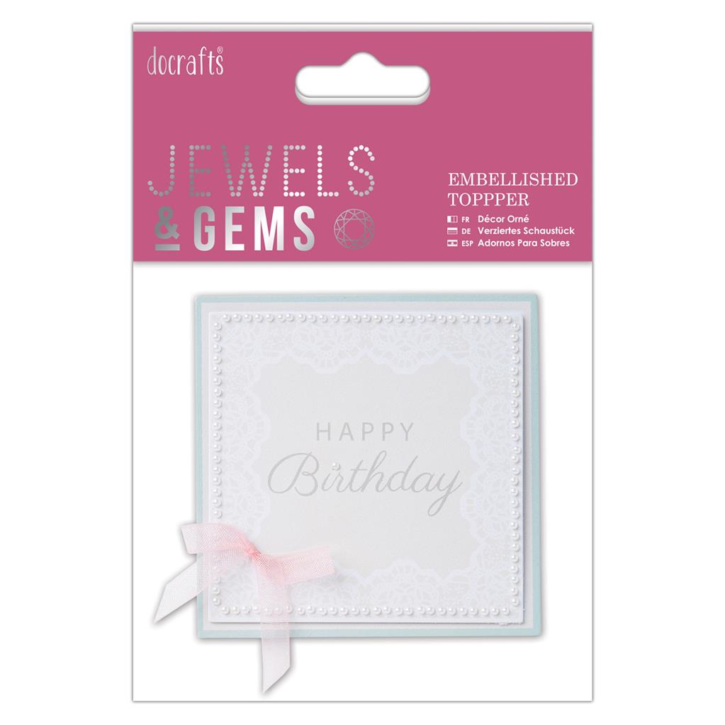 Papermania Jewels & Gems Embellished Topper - Happy Birthday