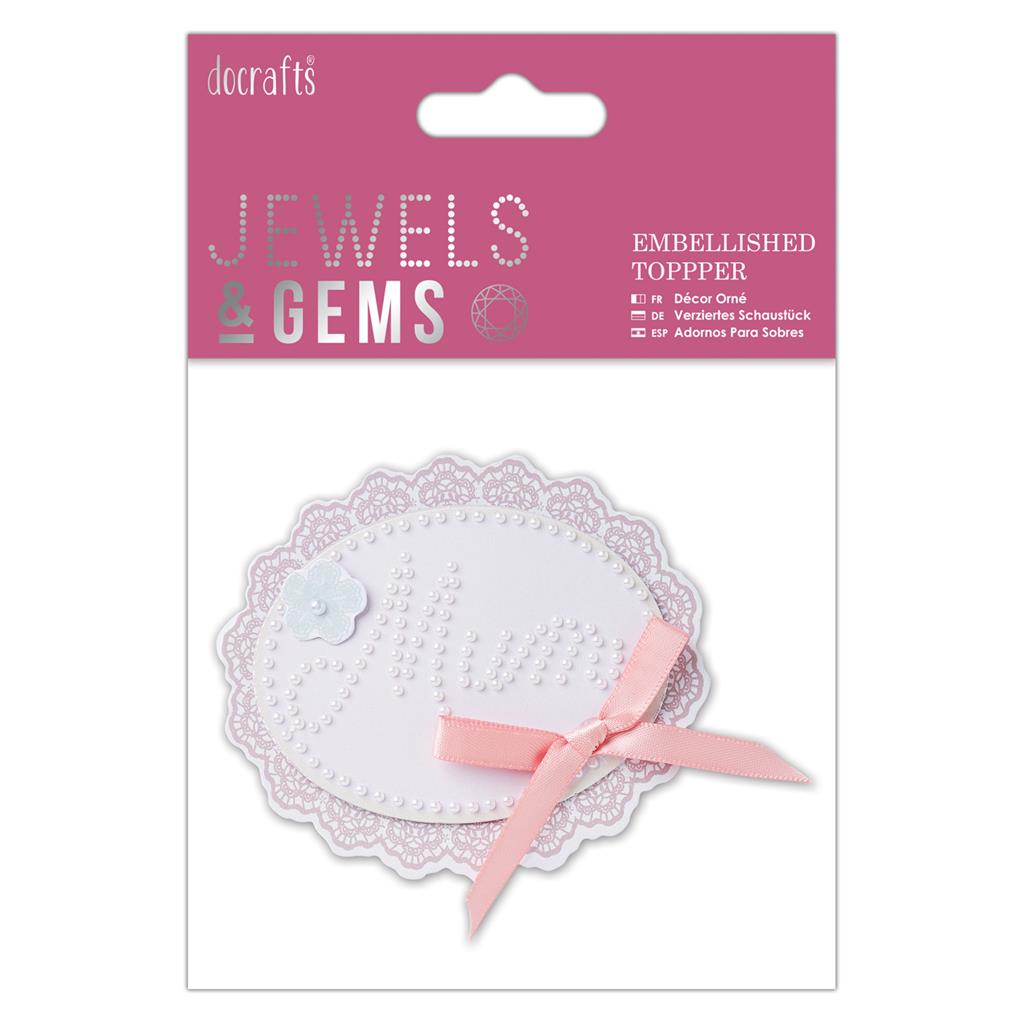 Papermania Jewels & Gems Embellished Topper - Mum (Pearls)