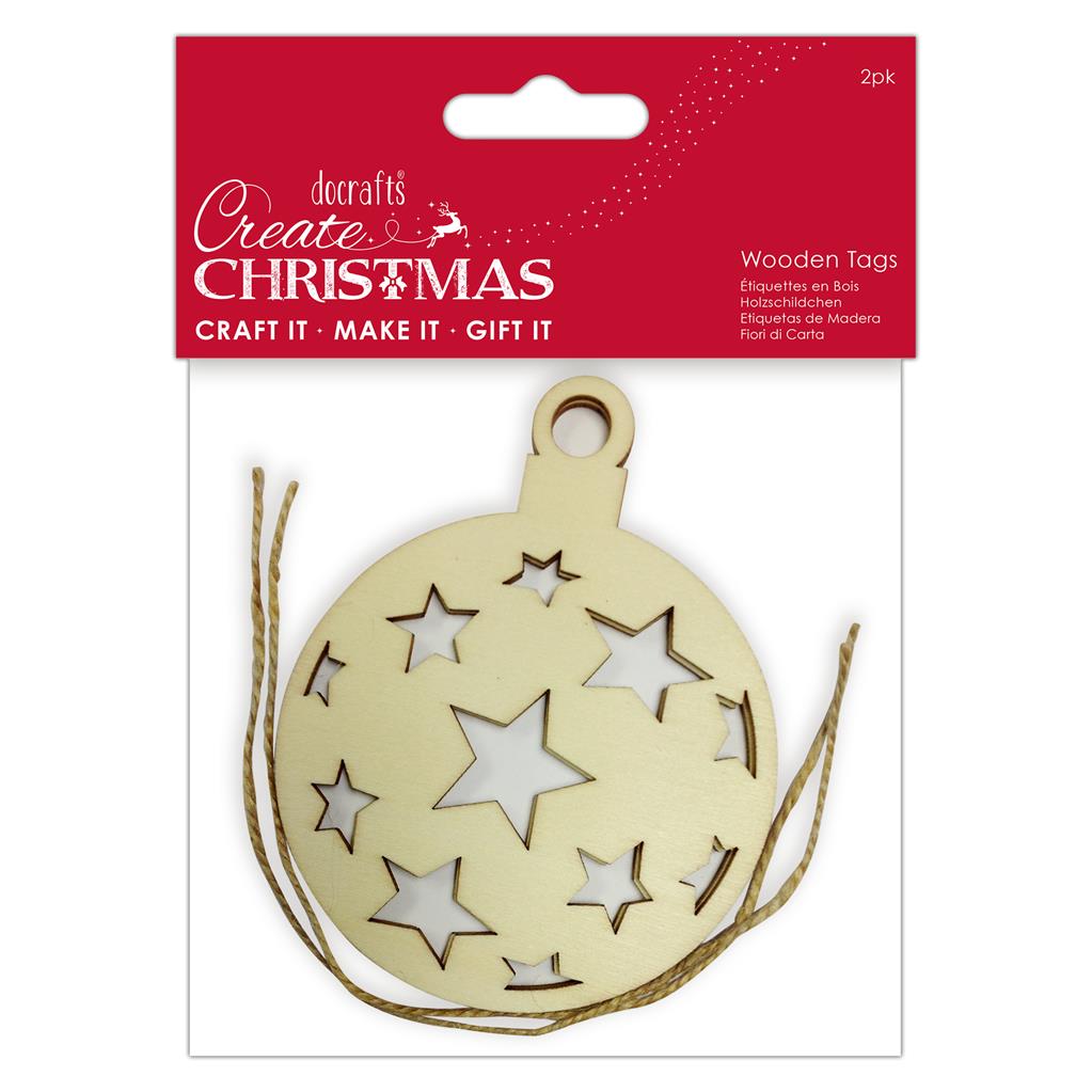 Create Christmas Wooden Gift Tags - Bauble (4pk)