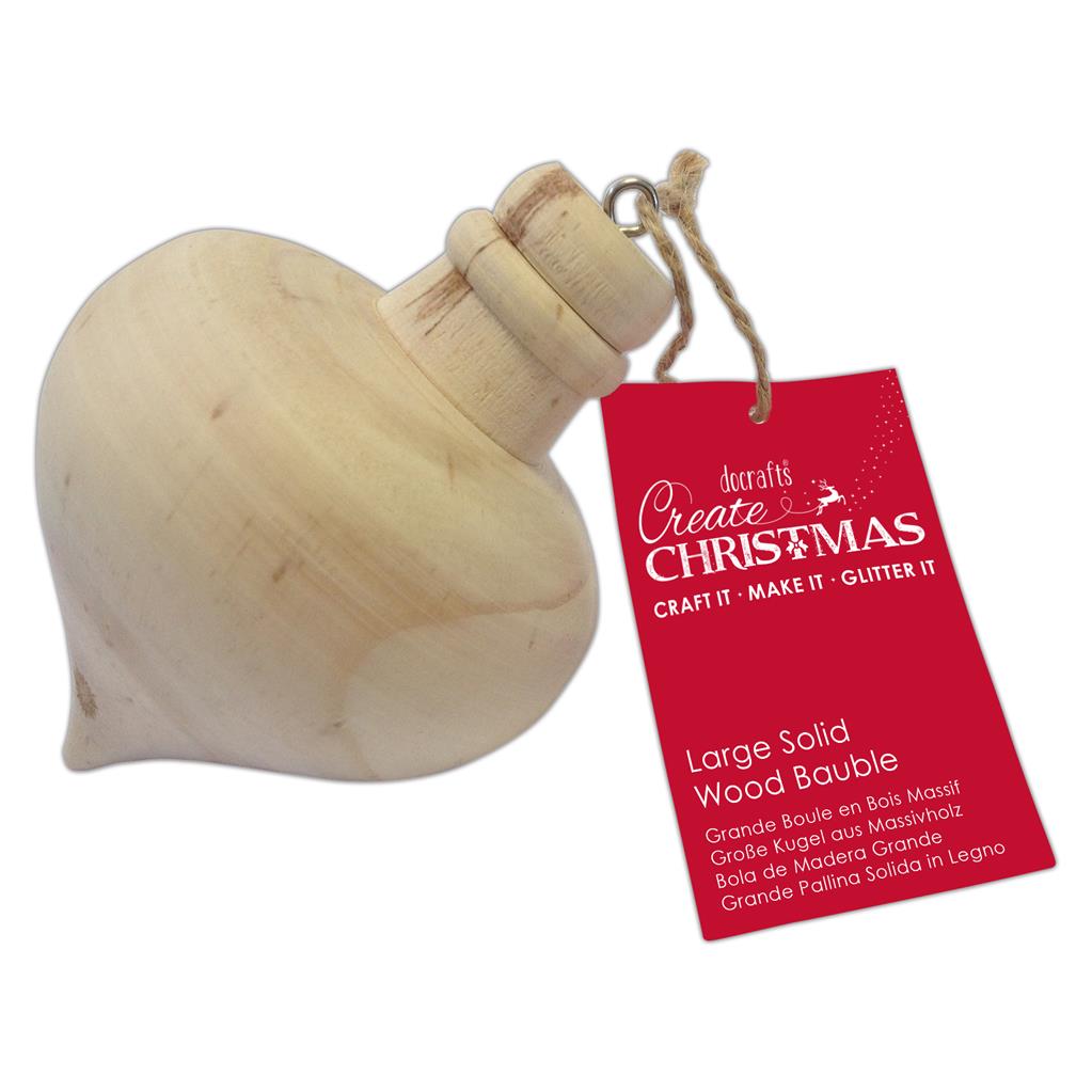 Create Christmas Large Solid Wood Bauble - Teardrop (Single)