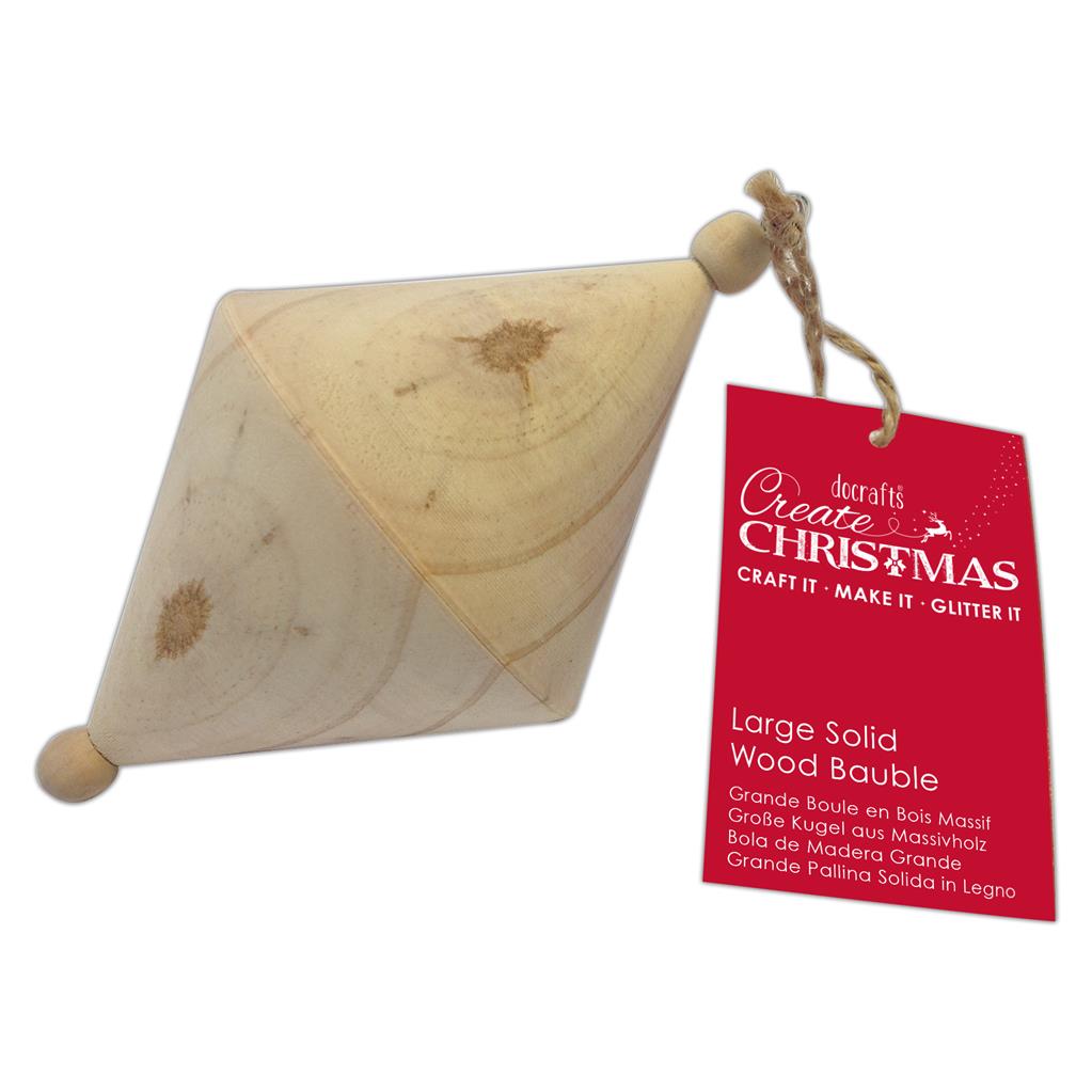 Create Christmas Large Solid Wood Bauble - Diamond (Single)