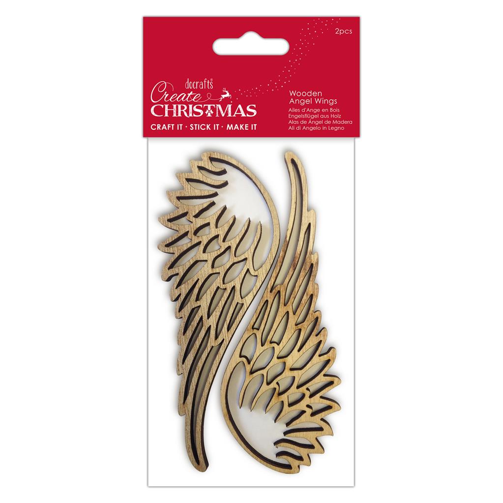 Create Christmas Wooden Angel Wings (2pk)