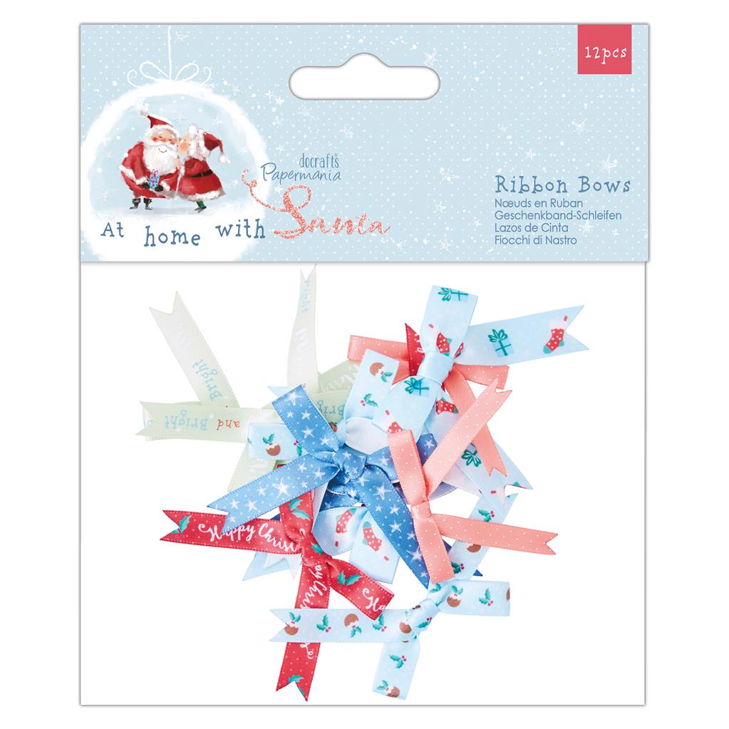 Papermania Ribbon Bows - At Home with Santa (12pk)