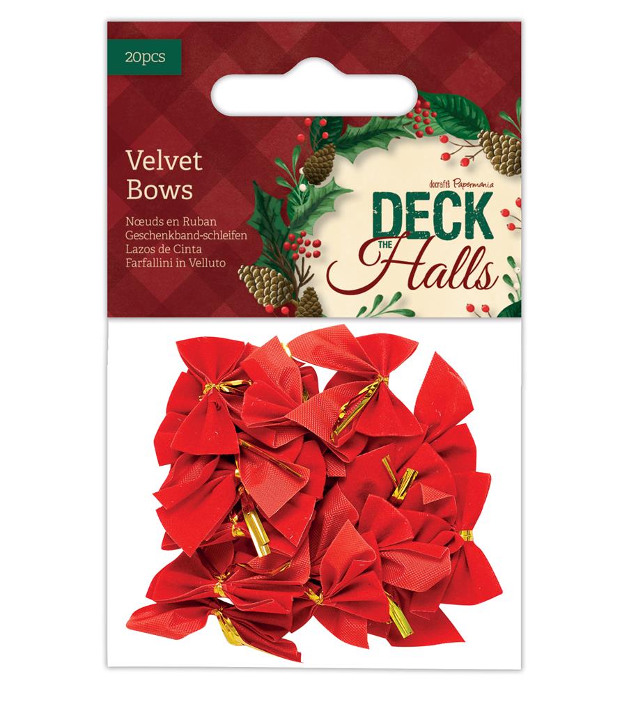 Papermania Deck the Halls Red Velvet Bows (20pk)