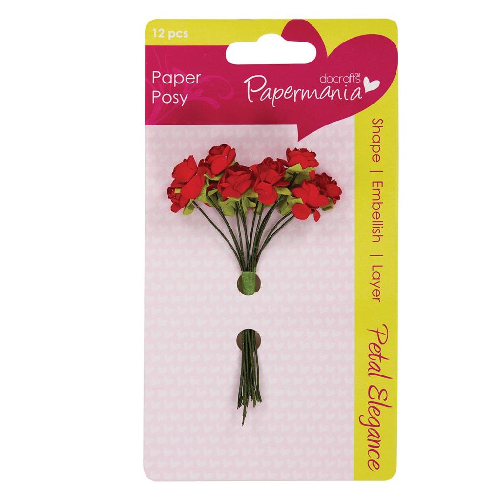 Papermania Petal Elegance Paper Posy - Red Rose