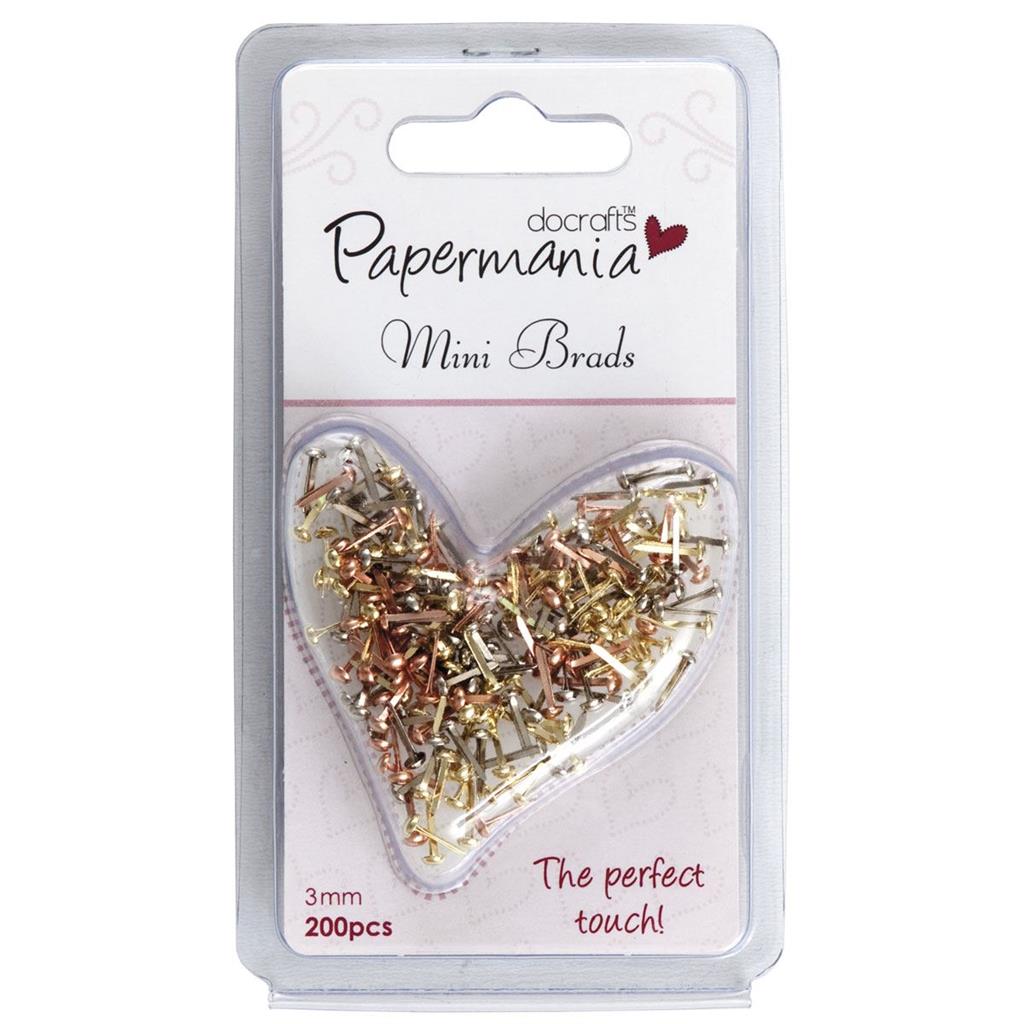 Papermania Assorted Gloss Mini Brads Metallics (200pk)