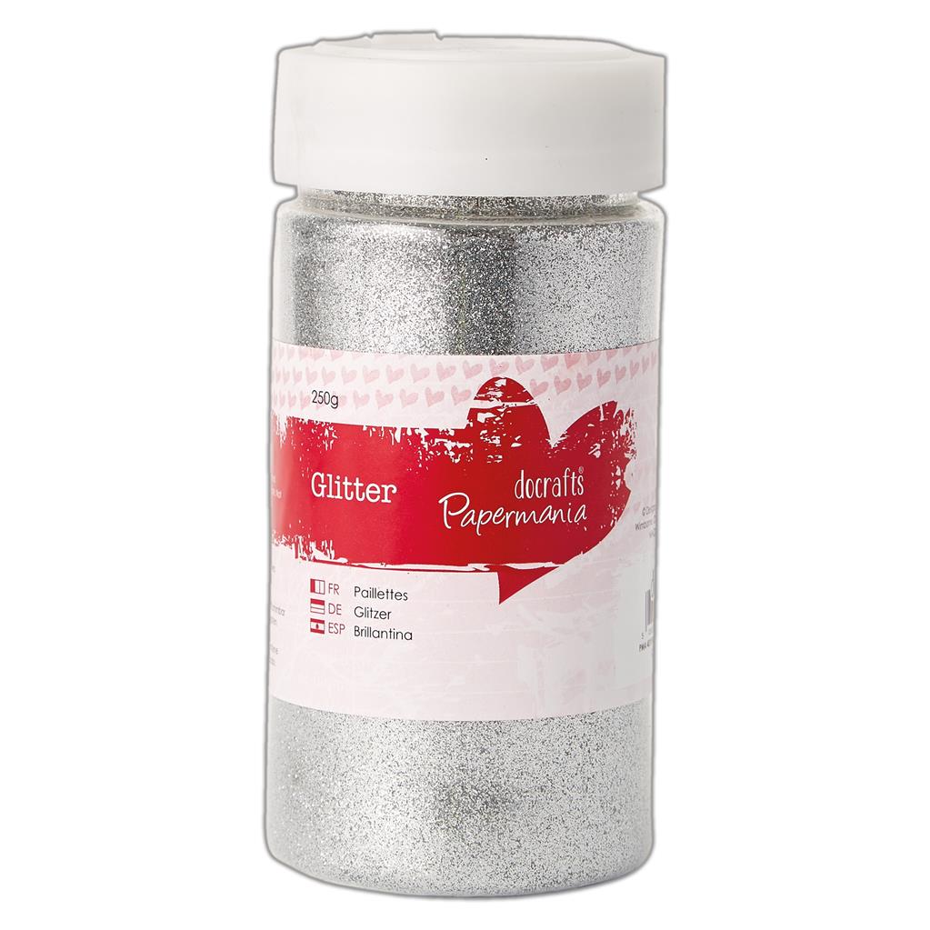 Papermania Large Glitter Pot (250g) - Silver