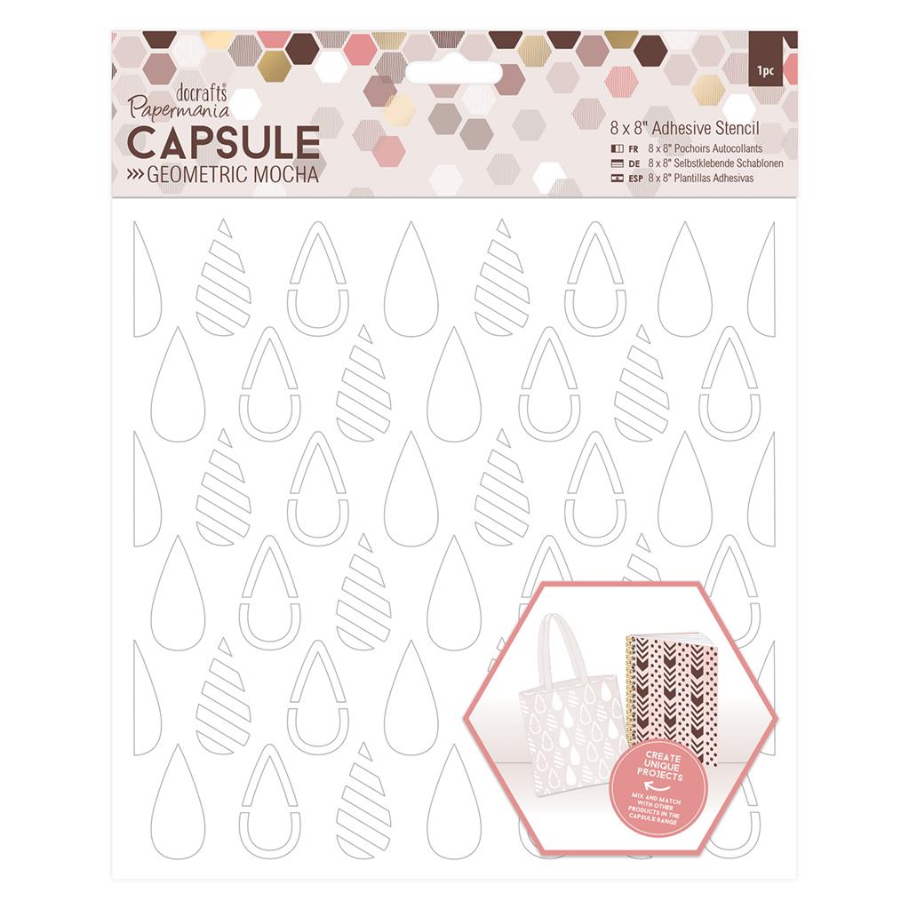 Papermania Capsule Geometric Mocha 8" x 8" Adhesive Stencil (1pc) - Teardrops