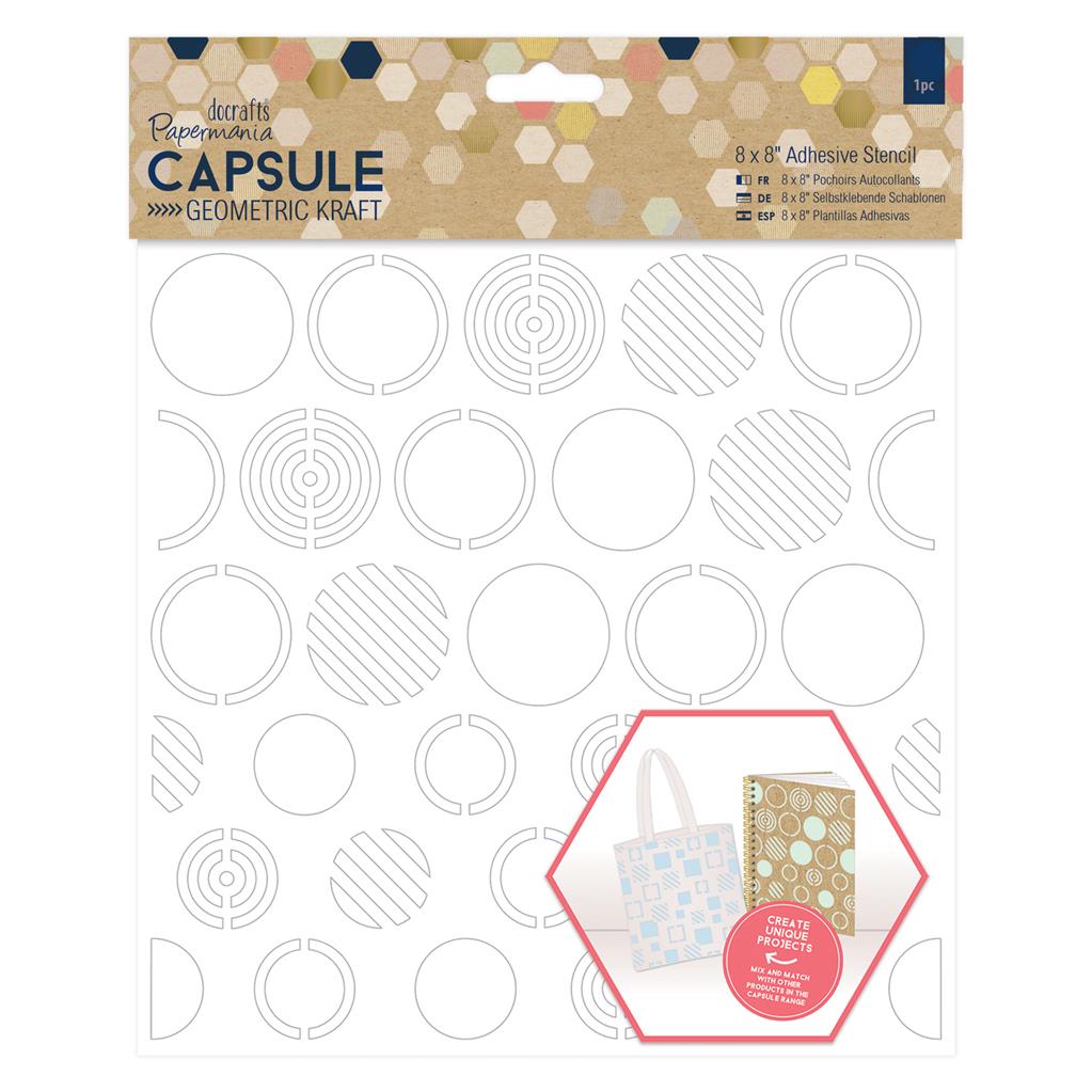 Papermania Capsule Geometric Kraft 8" x 8" Adhesive Stencil (1pc) - Circles